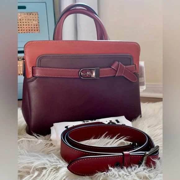 Coach Tate Carryall 29 Satchel Oxblood Multi Pewter - Picture 1 of 17